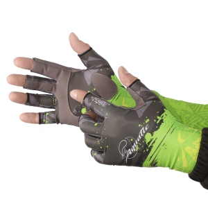 Перчатки для рыбалки летние Aquatic UPF50+ (цвет: camo lime khaki, размер L/XL)