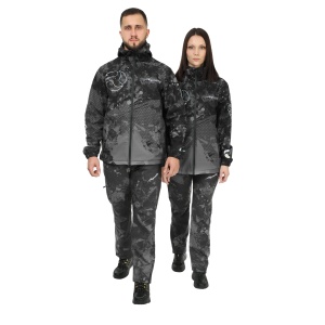 Костюм Aquatic К-23 (soft-shell, мембрана 10000/10000, цвет - CAMO BLACK, размер 46, фирменная печат
