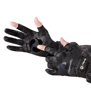 Перчатки демисезонные без пальцев softshell ПЧ-10 (Цвет - CAMO BLACK, размер L, фирменная печать AQU