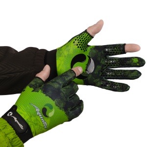 Перчатки демисезонные без пальцев softshell ПЧ-11 (Цвет - CAMO LIME KHAKI, размер L, фирменная печат