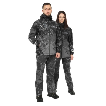 Костюм Aquatic К-23 (soft-shell, мембрана 10000/10000, цвет - CAMO BLACK, размер 58, фирменная печат